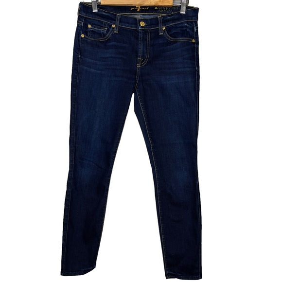7 for all Mankind ‘The Cropped Skinny’ Blue Denim Stretch Jeans Size 28 - Picture 2 of 8
